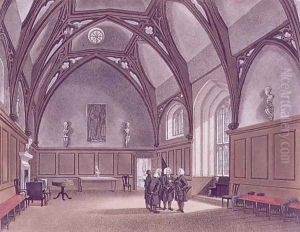 Lambeth Palace, interior view of the Guardroom, aquatinted by Joseph Constantine Stadler fl.1780-1812
