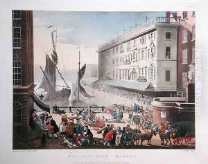 Billingsgate Market, London, published 1st March 1808 by T. Rowlandson & A.C. Pugin