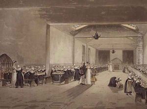 Dining Hall, Asylum, from Ackermanns Microcosm of London by T. Rowlandson & A.C. Pugin