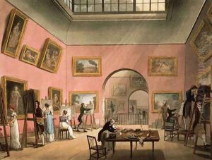 British Institution, Pall Mall, from Ackermanns Microcosm of London by T. Rowlandson & A.C. Pugin