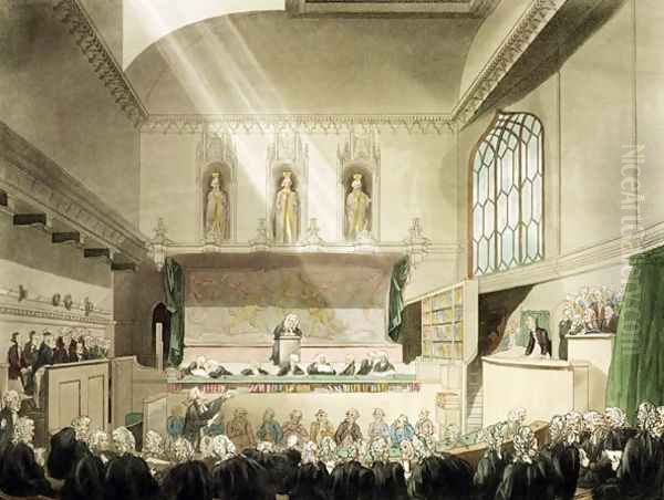 Court of Kings Bench, Westminster Hall, from The Microcosm of London, engraved by J. Black fl.1791-1831, pub. by R. Ackermann 1764-1834 1808 - view 1