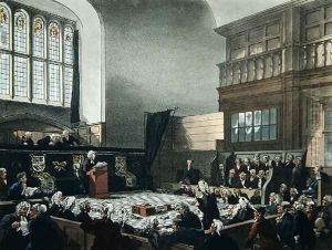 Court of Exchequer, Westminster Hall, from The Microcosm of London, engraved by J. C. Stadler fl.1780-1812, pub. by R. Ackermann 1764-1834 1808