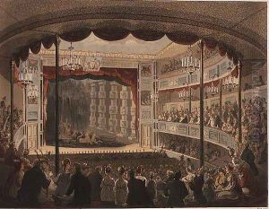 Sadlers Wells Theatre from Ackermanns Microcosm of London by T. Rowlandson & A.C. Pugin