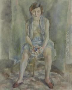 Femme Au Bouquet by Jules Pascin