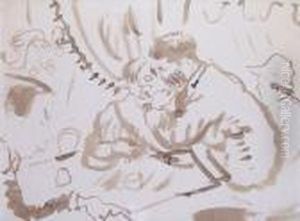 Conversation Au Cafe by Jules Pascin