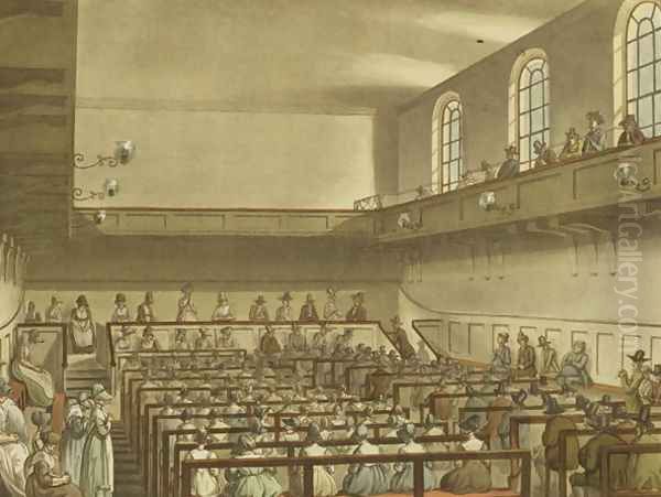 Quakers Meeting from Ackermanns Repository of Arts, aquatinted by Joseph Constantine Stadler fl.1780-1812, pub. in 1809 - view 1