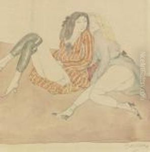 Deux Jeunes Filles Par Terre by Jules Pascin