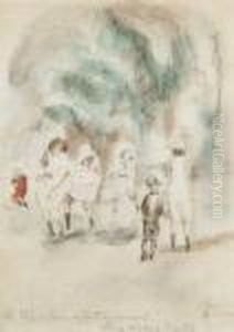 Enfants Jouant Dans Un Parc by Jules Pascin