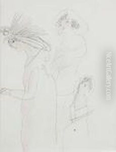 Trois Femmes Au Chapeau by Jules Pascin