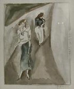 Ink And Gouache Sketch - by Jules Pascin