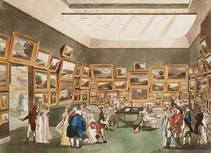 Old Bond Street Exhibition of Watercolour Drawings from Ackermanns Microcosm of London by T. Rowlandson & A.C. Pugin
