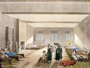 Pass-Room, Bridewell, from Ackermanns Microcosm of London by T. Rowlandson & A.C. Pugin