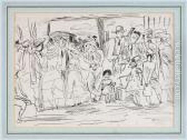 Study Of Figures At A Party - view 1