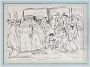 Study Of Figures At A Party by Jules Pascin