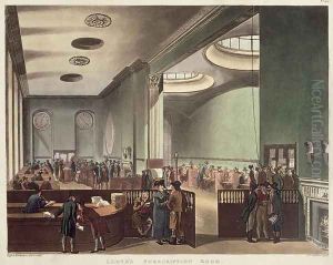 Royal Exchange, Lloyds Subscription Room, from Ackermanns Microcosm of London, 1809 by T. Rowlandson & A.C. Pugin