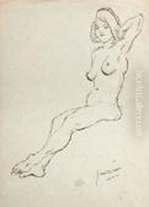 Etude De Femme Allongee by Jules Pascin
