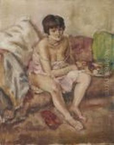 Jeune Femme Au Plat De Fruits (girl With Bowl Of Fruit) by Jules Pascin