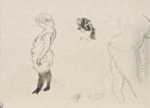 Portrait, Femme Portant Des Bas Noirs Et Femme Nue by Jules Pascin