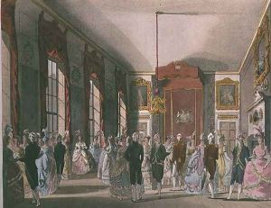 Drawing Room, St. Jamess, from Ackermanns Microcosm of London by T. Rowlandson & A.C. Pugin