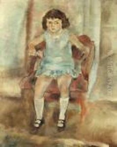 Jeune Fille Assise Avec Un Bouquet by Jules Pascin