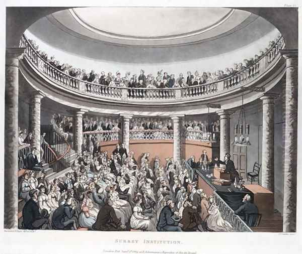 Surrey Institution, Blackfriars, from Ackermanns Microcosm of London, engraved by Joseph Constantine Stadler fl.1780-1812 1808 - view 1
