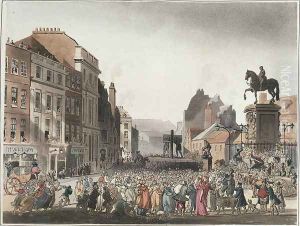 Pillory at Charing Cross from Ackermanns Microcosm of London