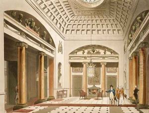 The Hall, Carlton House, from Ackermanns Microcosm of London by T. Rowlandson & A.C. Pugin