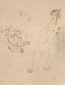 Femme Nue Et Petite Scene De Famille