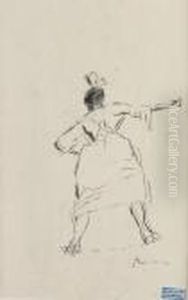 Femme De Dos/femme Au Travail (recto Verso) by Jules Pascin