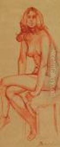 Sitzender Weiblicher Akt by Jules Pascin
