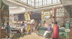 Interior from Ackermanns Repository of Arts, Literature, Commerce, Manufacture, Fashion and Politics, published 1809-28 by T. Rowlandson & A.C. Pugin