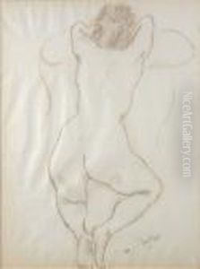 Nu De Dos, Les Coudes Replies by Jules Pascin