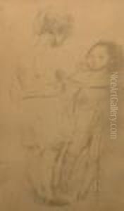 "figures"; Pencil, Bears Signature, 41.5x23cm