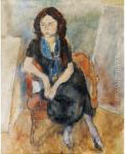 Gaby (femme Au Fichu Bleu) by Jules Pascin