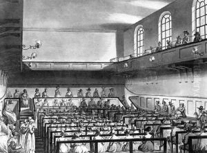 Quakers Meeting, from Ackermanns Repository of Arts, aquatinted by Joseph Constantine Stadler fl.1780-1812, pub. in 1809 by T. Rowlandson & A.C. Pugin