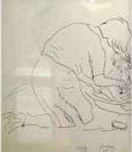 " Lucy Krohg Donnant Le Bain A Son Filsguy ". by Jules Pascin