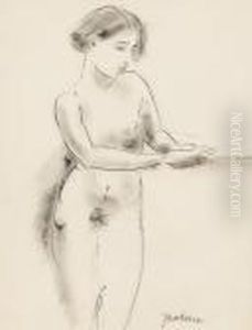 Stehender Frauenakt. by Jules Pascin