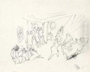 Scene De Maison Close. by Jules Pascin