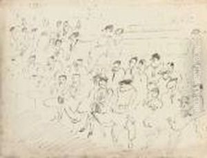 Terrasse De Cafe
Dessin A L'encre De Chine, Porte Le Timbre De L'atelier, Signe En Bas Au Centre. by Jules Pascin