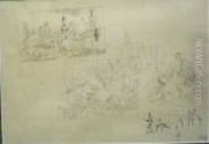 Feuille D'etude, Scene De Cabaret Et De Maison Close by Jules Pascin