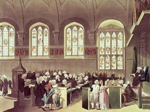 The Court of Chancery, Lincolns Inn Fields, 1808 from Ackermanns Microcosm of London by T. Rowlandson & A.C. Pugin