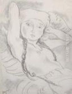 Nu Aux Tresses by Jules Pascin