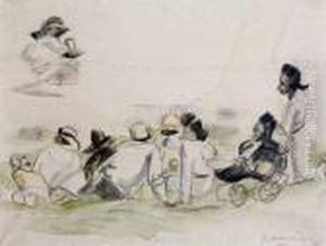 Elegantes Sur La Plage A Cuba by Jules Pascin