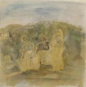 Three Women At The Edge Of The Village. by Jules Pascin