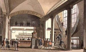 The Hall of the Auction Market by T. Rowlandson & A.C. Pugin