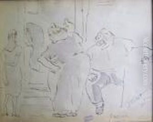Scene De Maison Close by Jules Pascin