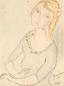 Jeune Fille Rousse Au Ruban. by Jules Pascin