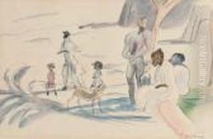 Personnages Sous Les Palmiers by Jules Pascin