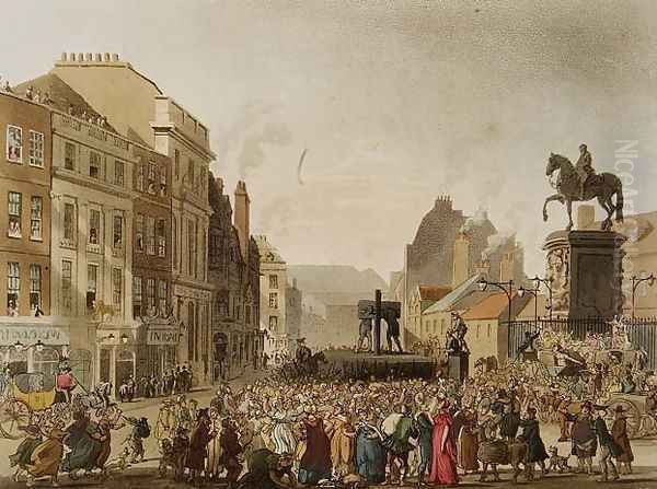 The Pillory, engraved by J. Bluck fl.1791-1831 from The Microcosm of London, pub. by Rudolph Ackermann 1764-1834 1808 - view 1