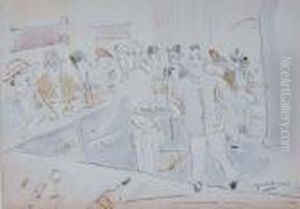 Crowded Cafa by Jules Pascin